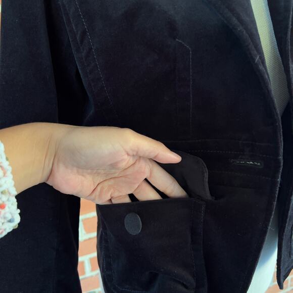 Talbots Women's Petite Black Velvet Lined Pockets Blazer Jacket Size 2P‎ - Picture 4 of 12